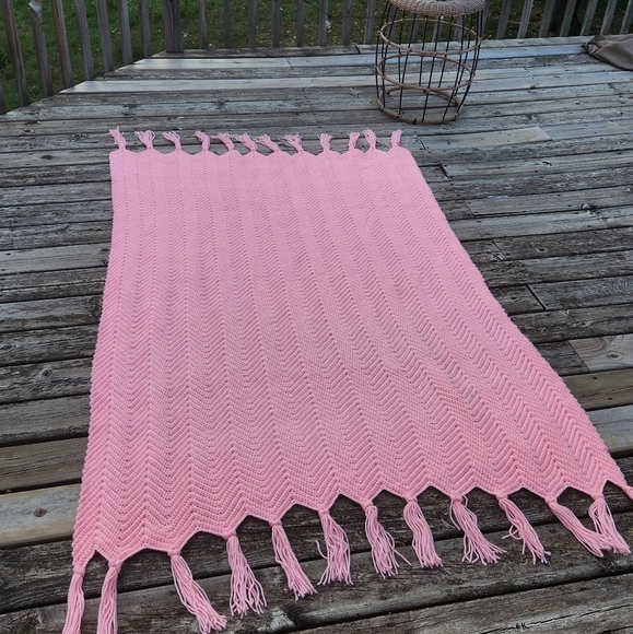 Pink Handmade Crochet Blanket - Picture 7 of 7